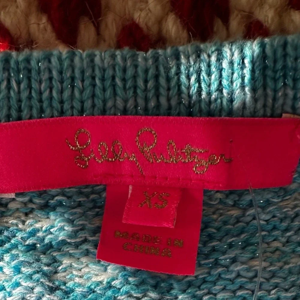 Lilly Pulitzer NWOT Kienna Woven Knit Cardigan Cumulus Blue Metallic XSmall - Picture 10 of 16